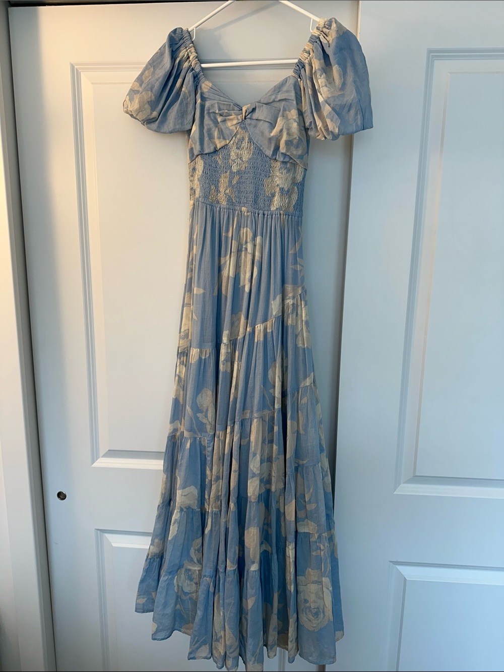 Free People Blue and Cream Floral Maxi Dress